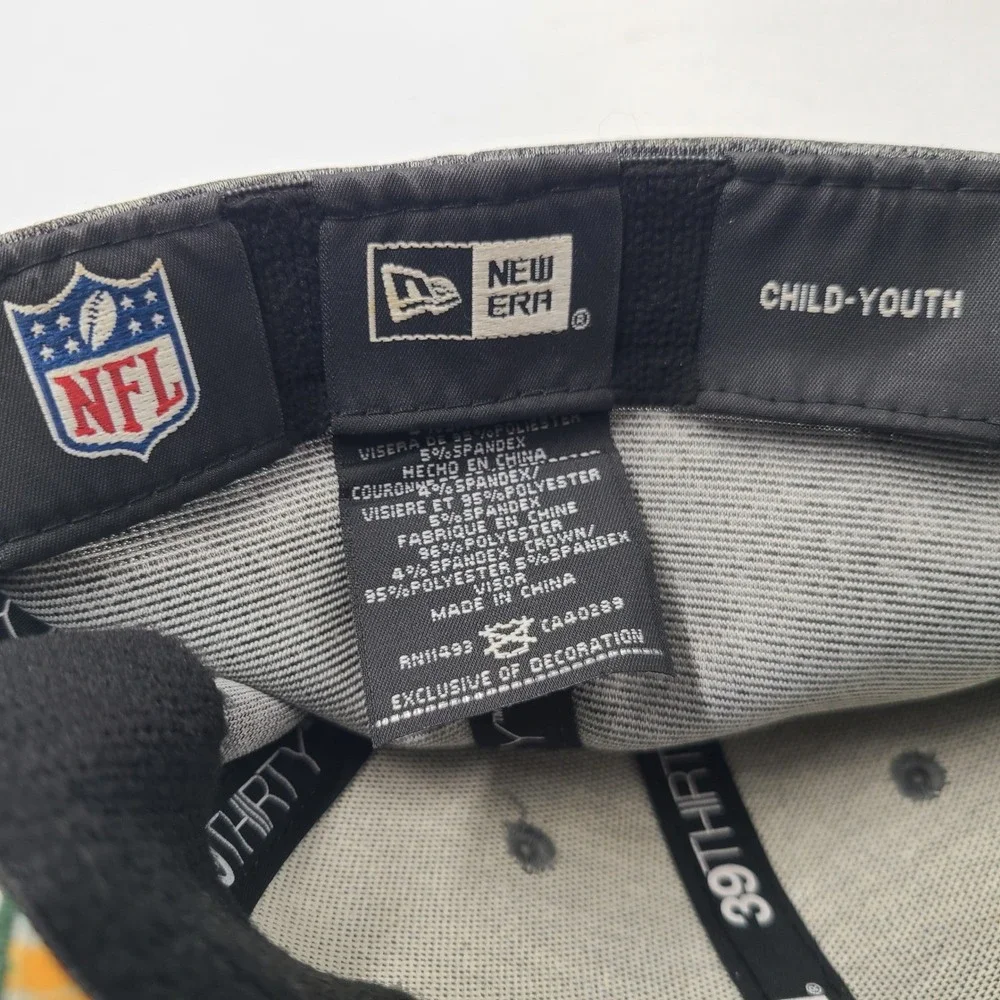 Child-Youth Green Bay Packers Hat Fitted New Era 39Thirty Heather Gray Green NFL